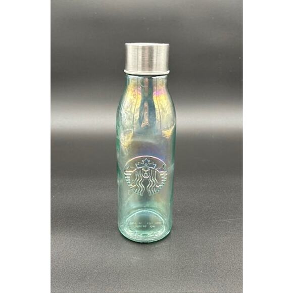 Starbucks Other - Preowned Starbucks Iridescent Rainbow Glass Water Bottle 20oz Made In Spain 2019